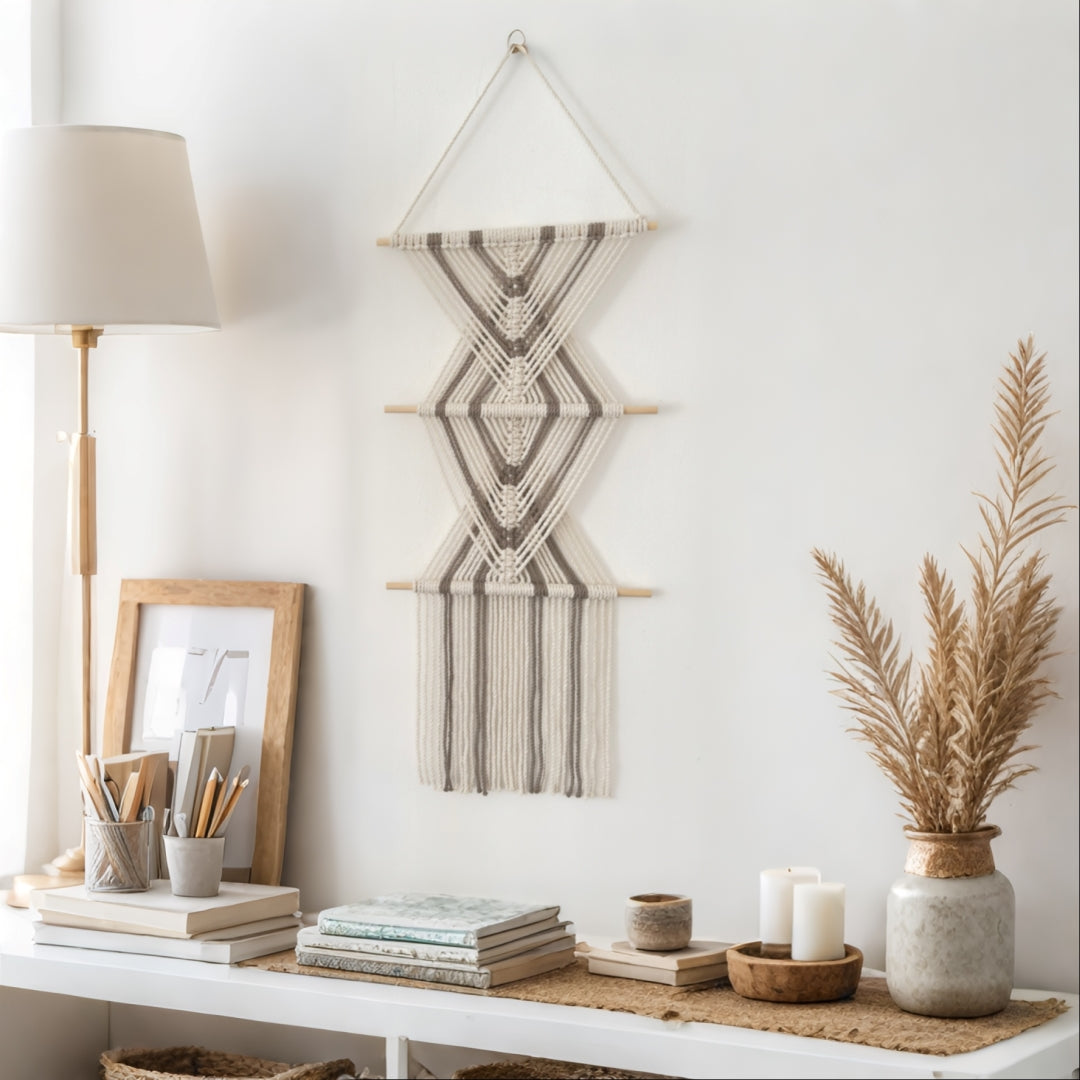 "Geometric Balance" - Unique Macrame Wall Hanging
