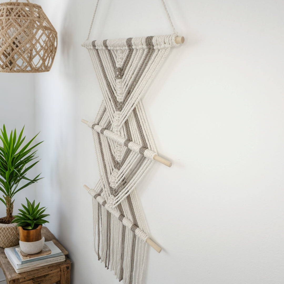 "Geometric Balance" - Unique Macrame Wall Hanging