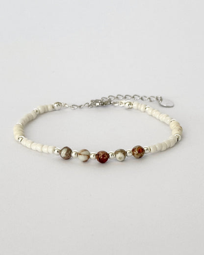 צמיד חרוזים ואבן חן ג'ספר טבעית