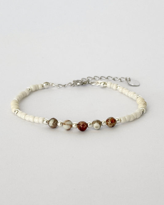 צמיד חרוזים ואבן חן ג'ספר טבעית